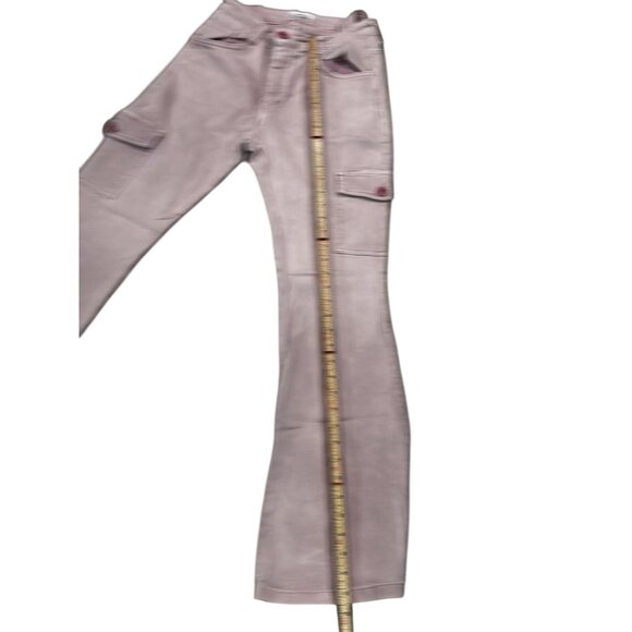 Pink Flared Cargo Pants Women Size 40 By Brownie Made In Spain Cotton Blend - Picture 5 of 8